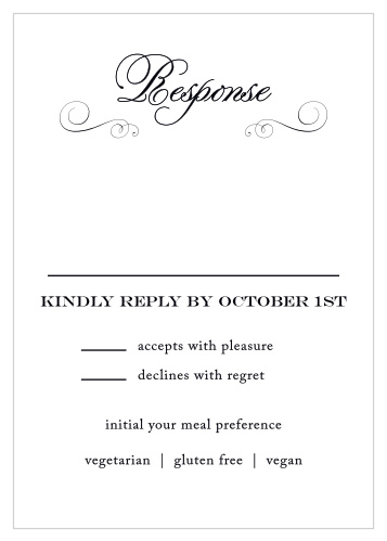 With the Stately Silhouette Response Cards you will be able to keep track of all the guests that plan on attending your wedding.