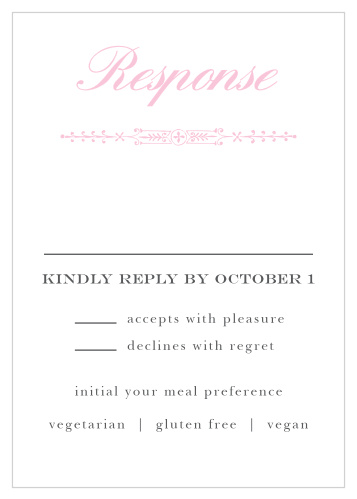 With the Subtle Elegance Response Cards you will be able to keep track of all the guests that plan on attending your wedding.