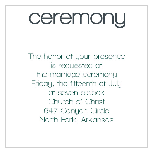 One size fits all ceremony card.