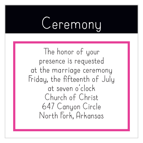 One size fits all ceremony card.