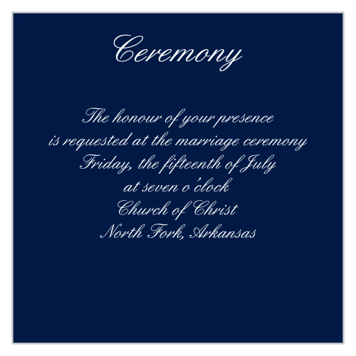 One size fits all ceremony card.