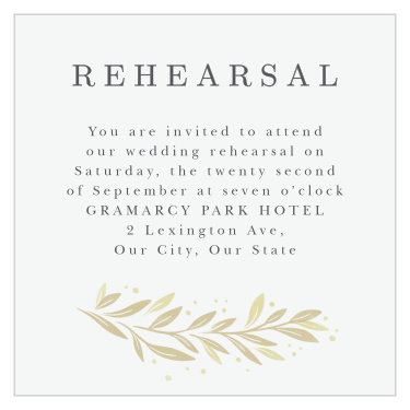 Bring close friends and family together the night before your wedding to practice with our Modern Half Circle Rehearsal Cards.