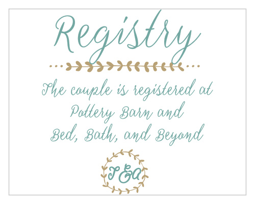 The Back to Nature registry cards retain the simply, classic feel of the matching wedding invitation set. 
