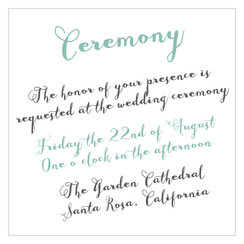 The Float Away ceremony cards offer a simple, yet fun way to invite guests to the big event. 