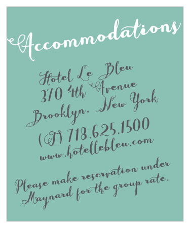 The Float Away accommodation cards keep the same look and feel as the rest of the Float Away wedding invitation set.