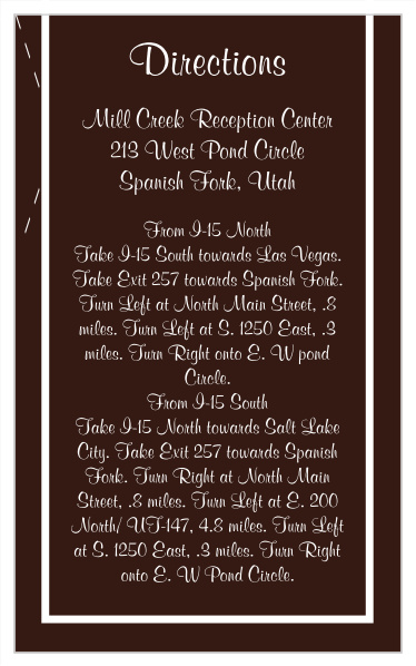 One size fits all directions card.