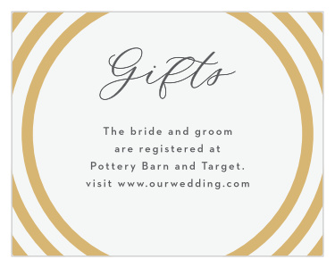 Let family and friends know where you have registered for wedding gifts with our Modern Circles Registry Cards.