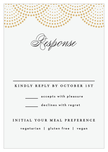Our Dotted Devotion Response Cards gather a headcount of every friend and family member that plans to attend your wedding!