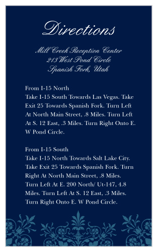 One size fits all directions card.