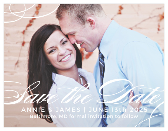 The Simplicity Save The Date is a graceful way to deliver your information to your loved ones. Make this card one of a kind by choosing your wedding colors, favorite fonts and your stunning picture.