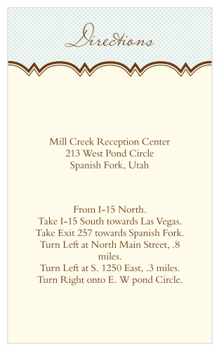 One size fits all directions card.