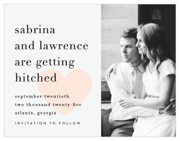 Make a bold impression with our Heart to Heart Save the Date Cards.