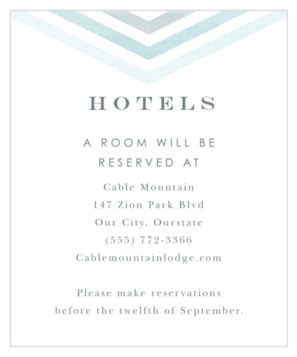 Our Chevron Arrow Accommodation Cards inform out-of-town family and friends where you have booked a block of rooms.