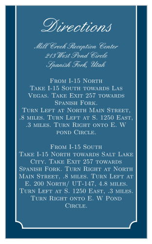 One size fits all directions card.