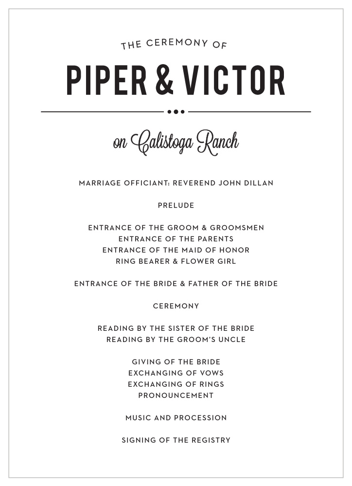 Perennial Playbill Wedding Programs