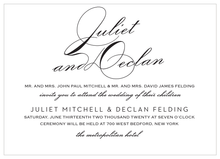 Clean lines and an elegant typeface make the Classic Script Wedding Invitations stand out among announcements.
