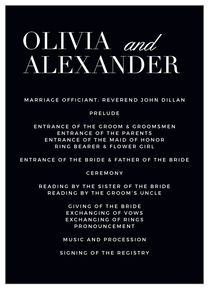 Minimalist Typography Wedding Programs