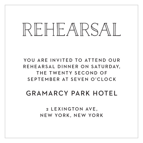 Don’t forget to include your enclosure cards with your Type Frame invitation suite. It gives your guests all the important details they need for your big day. Customize your cards to match your style!