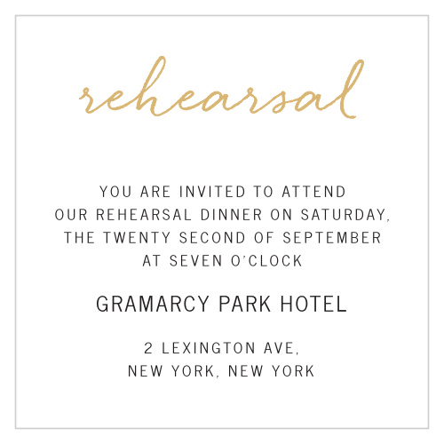 With a chic and fun design, these Brush Script Foil Ceremony Cards are the perfect way to invite your most important guests to your wedding ceremony or rehearsal dinner!