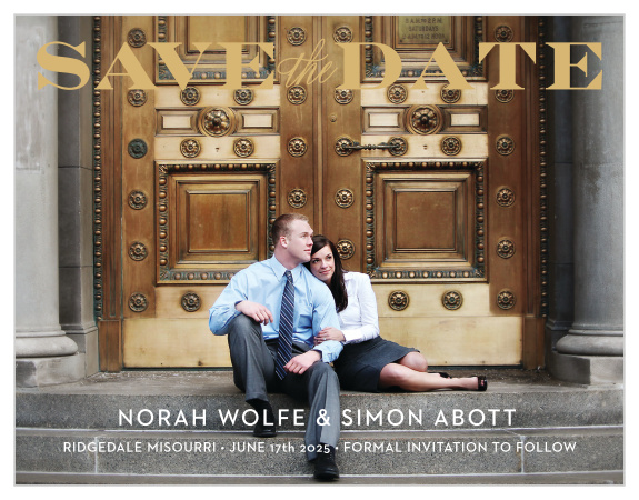 The Vintage Ticket Foil Save The Date is the perfect way to share your information with your loved ones. The chic text is the perfect partner for your timeless picture. Set the colors, font and text to show off your darling personality! Let the countdown begin! 