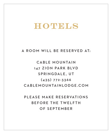 This simple and concise accommodation card is a great addition to the wedding invitation suite. You can customize each card to match your wedding theme!