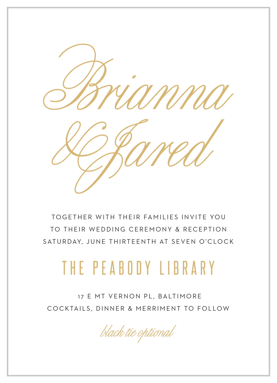 Traditional Script Foil Wedding Invitations
