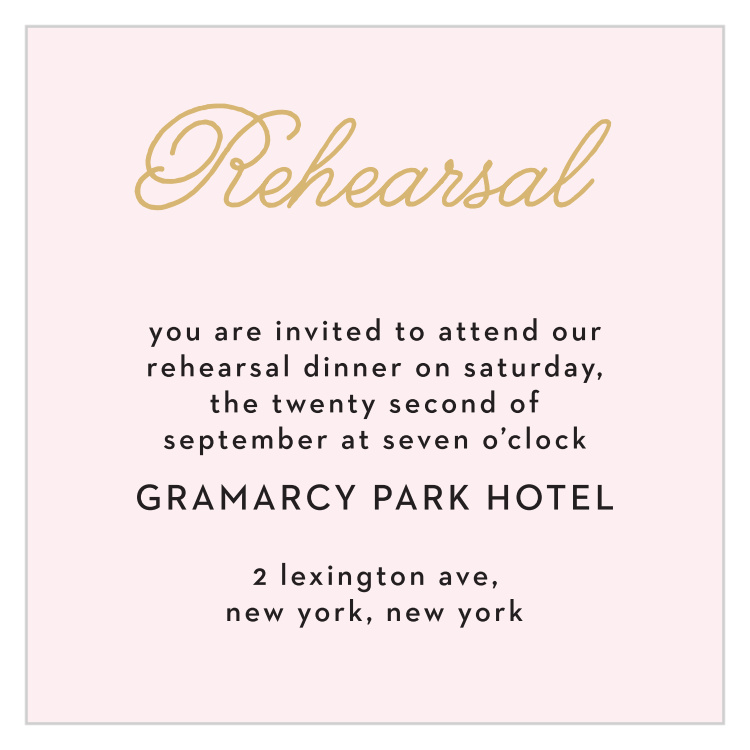 Sweetheart Script Foil Rehearsal Cards