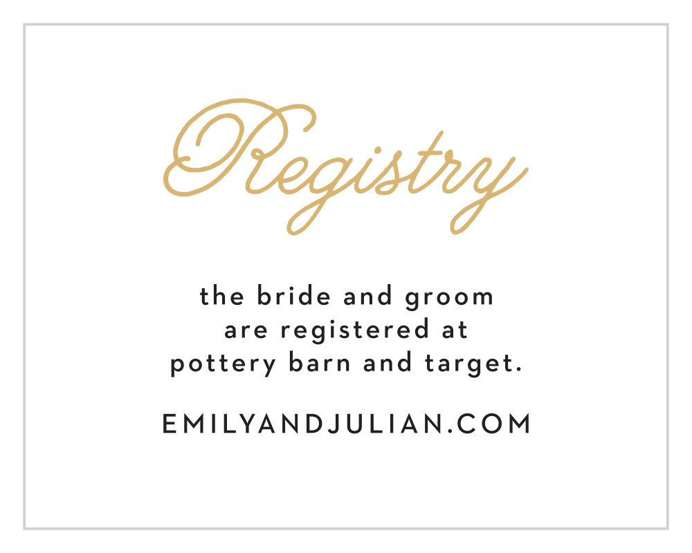 Sweetheart Script Foil Registry Cards