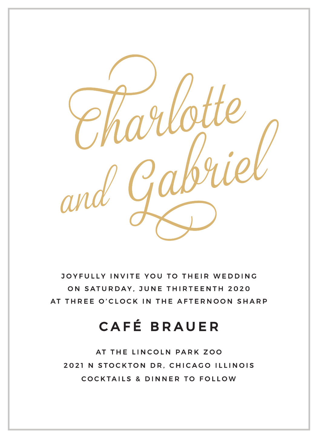 Script Emblem Foil Wedding Invitations