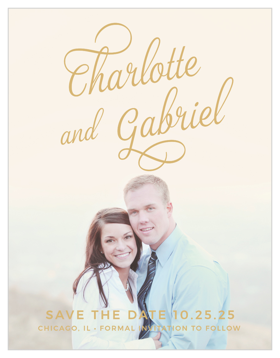 Script Emblem Foil Save the Date Cards