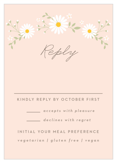 Gather a headcount of every friend and family member that plans to attend your wedding with our Summer Daisy Response Cards.