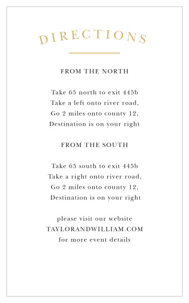 Treat your guests by including the Elegant Vintage Foil Direction Cards in your wedding stationery.