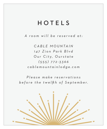 Our Ornamental Badge Accommodation Cards are a lovely way to share with your guests exactly where they will be staying while they're in town for your event!