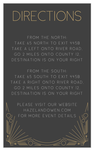 Make sure that none of your guests get lost on their way to your big event with the Framed Art Deco Foil Direction Cards!