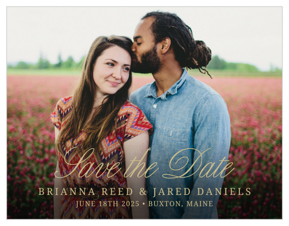 The Modern Forever Foil Save-the-Date Magnet gives your a card a fresh look. Add some extra class by making the text foil! Upload a picture of you and your partner to make this the perfect save-the-date for your wedding.