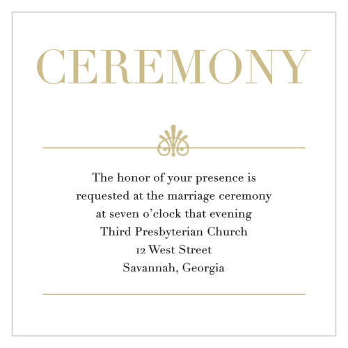 The Glamorous Standard Foil Ceremony Cards are the perfect way to invite the most important guests to be at your wedding ceremony.