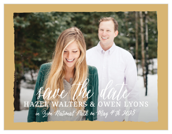 The Painted Border Foil Save The Date features a beautiful border, providing the perfect home for your cutest pic, and all your important info.