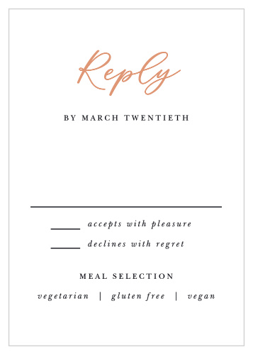 Tally every friend and family member that plans to attend your wedding with our Fading Photo Response Cards.