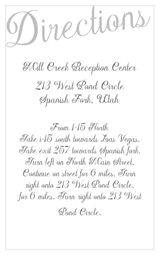 Ensure your guests arrive to your event on time and with ease with the Plain Elegance Foil Direction Cards!