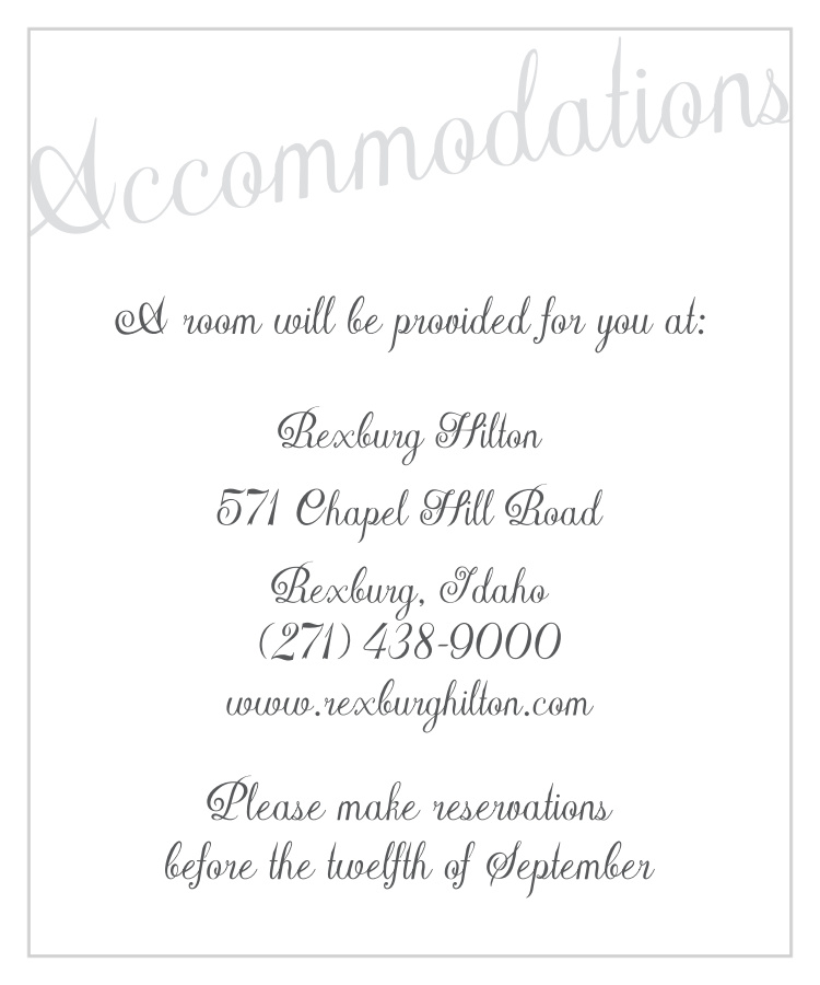 Plain Elegance Foil Accommodation Cards 