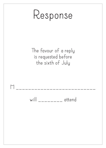 The Sweet Affection RSVP card can be customized to match your style and taste exactly. View your customizations instantly and make adjustments to make this the perfect RSVP card for your big day.