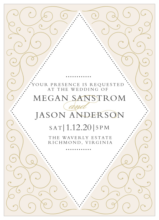 If you love the elegance and class of flourishes and foil, then the Swirl Frame Foil Invitation is perfect for you.