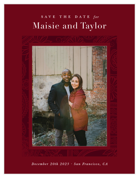 Mark a spot on your friends and family's calendar with our Forever Paisley Save the Date Cards.