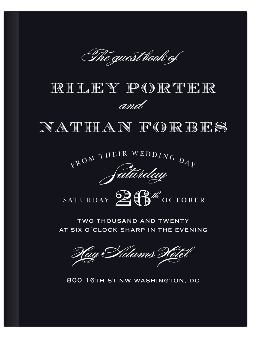 There's something refreshing about the simple and elegant aesthetics of the Traditional Sophistication Guest Book. Beautiful text outlines the names of you and your partner along with all the most pertinent details of your upcoming wedding.