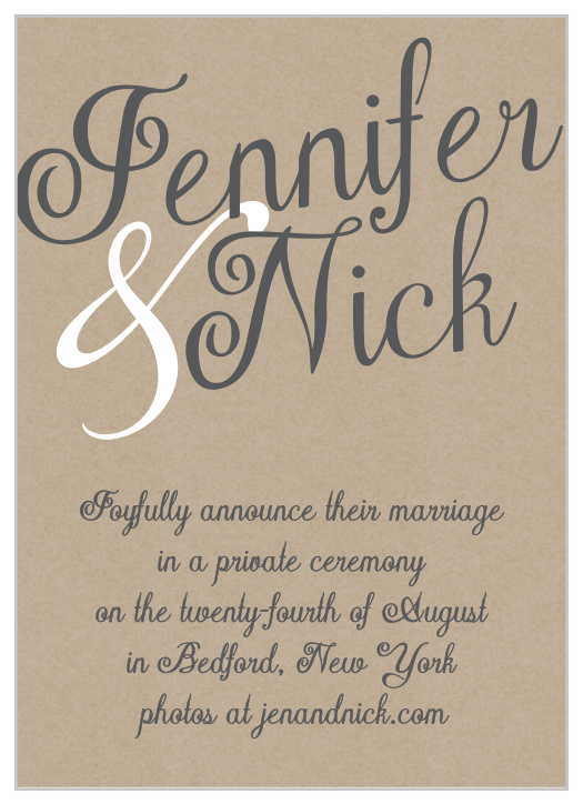 Elegant Kraft Wedding Announcement is a rustic way to let your family & friends know you got hitched.