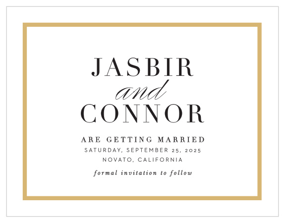 Be sure family and friends mark their calendars for your special day with our Classic Frame Save the Date Cards.