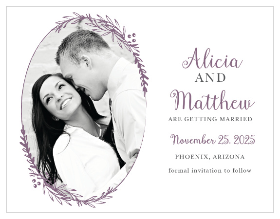 Help guests plan time for your wedding by sending in advance the Delicate Laurel Save-the-Date Magnets. 