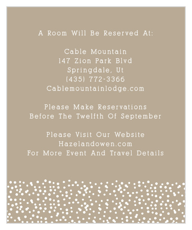 Don’t over crowd your invitation with too much information! The Confetti Dots Accommodations card is perfect for telling your guests the most convenient places to stay.