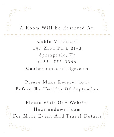 The Stylized Sunbursts Accommodation Cards will give your guests all the details they need to make reservations for your event.