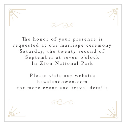 The ceremony card is a perfect addition to this invitation suite. Give your guests 
